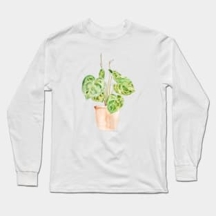 green indoor plant watercolor 1 Long Sleeve T-Shirt